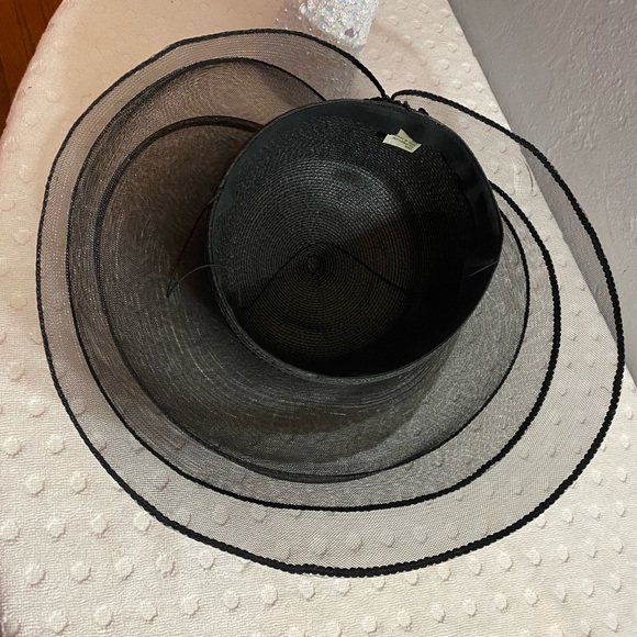 Black Tulle, Sequin and Beaded Fancy Hat - Picture 8 of 14